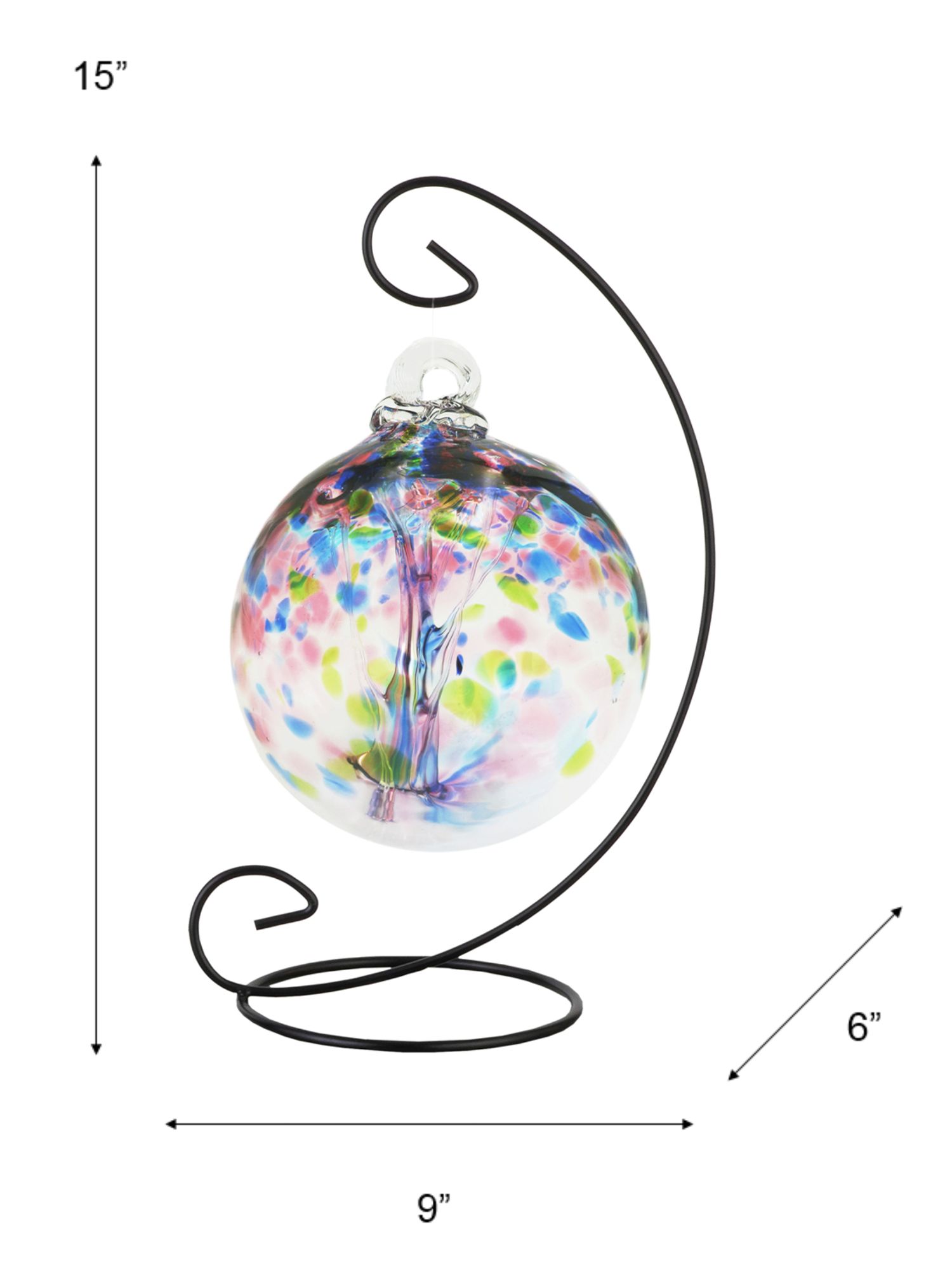 Image 4 Dale Tiffany Rainbow Tree of Life 6" Hope Hand Blown Glass Ball with Stand more views