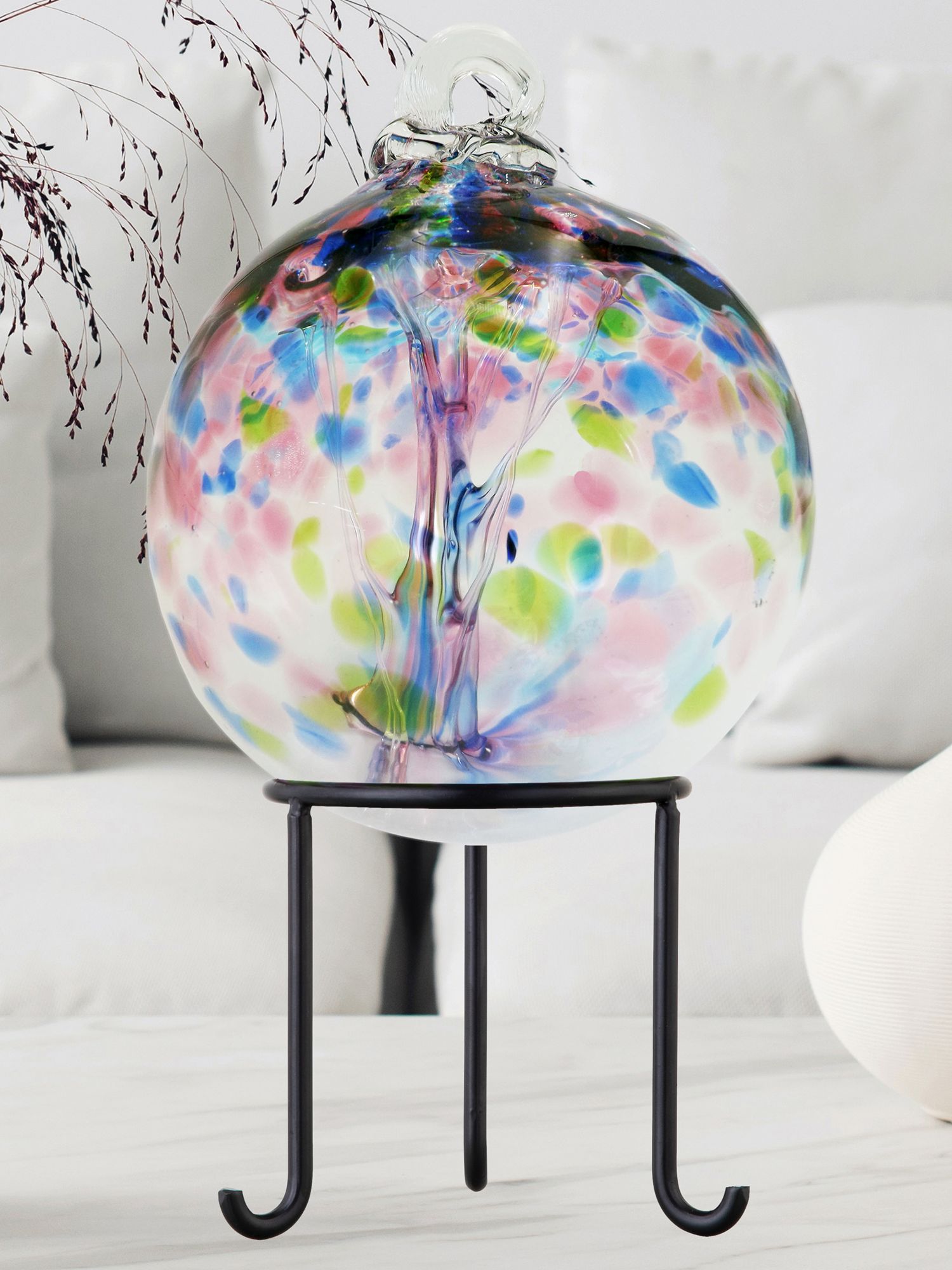 Image 3 Dale Tiffany Rainbow Tree of Life 6" Hope Hand Blown Glass Ball with S more views