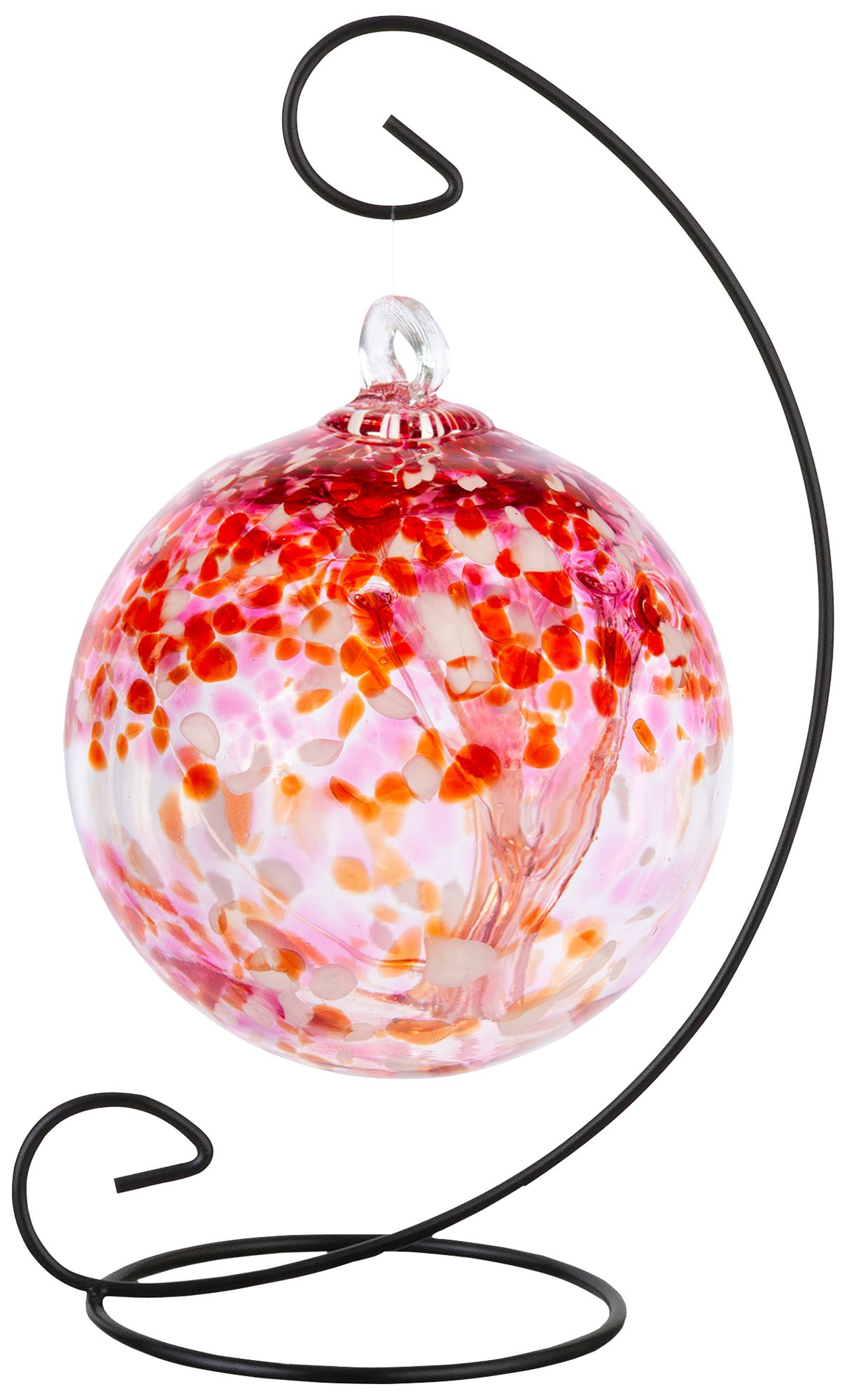 Image 2 Dale Tiffany Rainbow Tree of Life 6" Pink Hand Blown Glass Ball with Stand