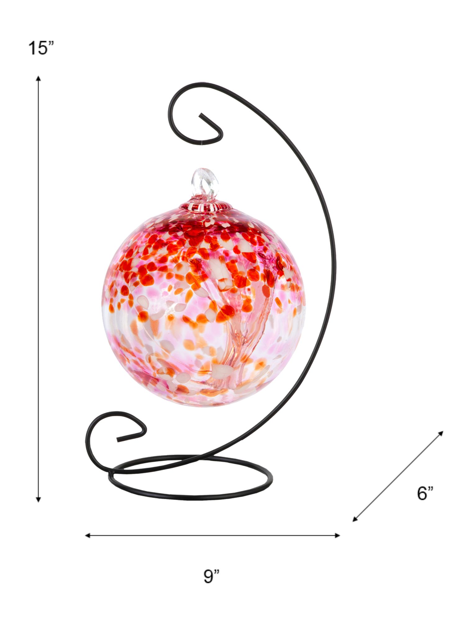 Image 4 Dale Tiffany Rainbow Tree of Life 6" Pink Hand Blown Glass Ball with Stand more views