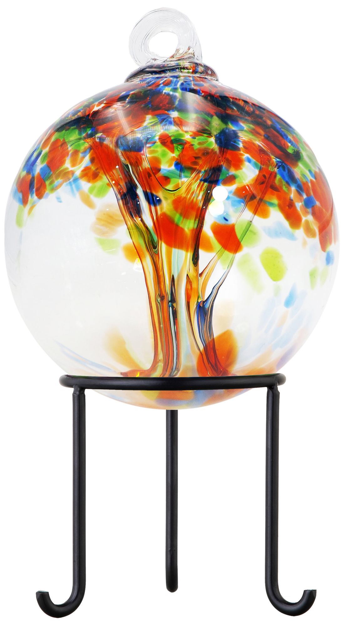Image 2 Dale Tiffany Rainbow Tree of Life 6 " Royal Hand Blown Glass Ball and Stand