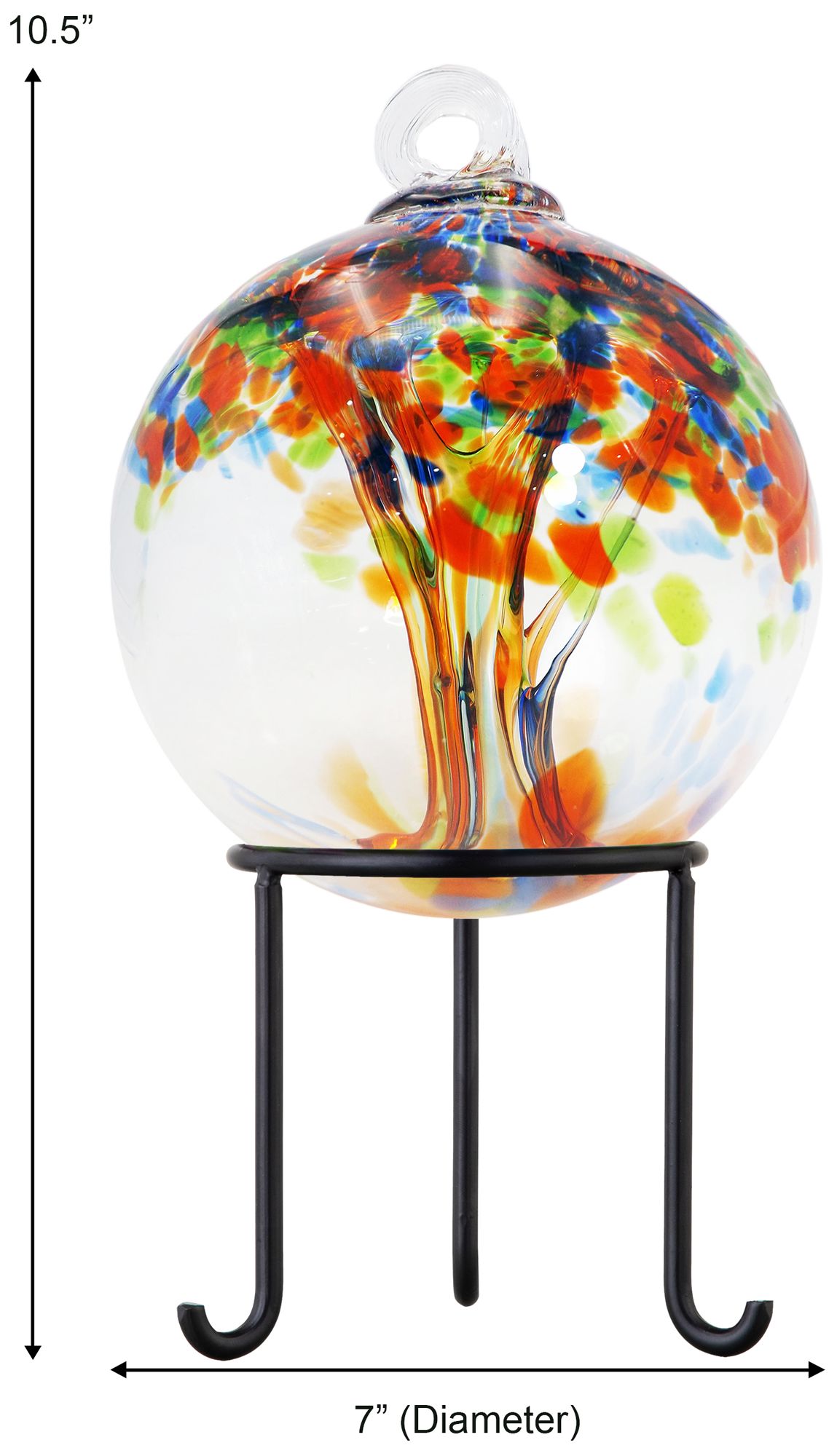 Image 3 Dale Tiffany Rainbow Tree of Life 6 " Royal Hand Blown Glass Ball and Stand more views