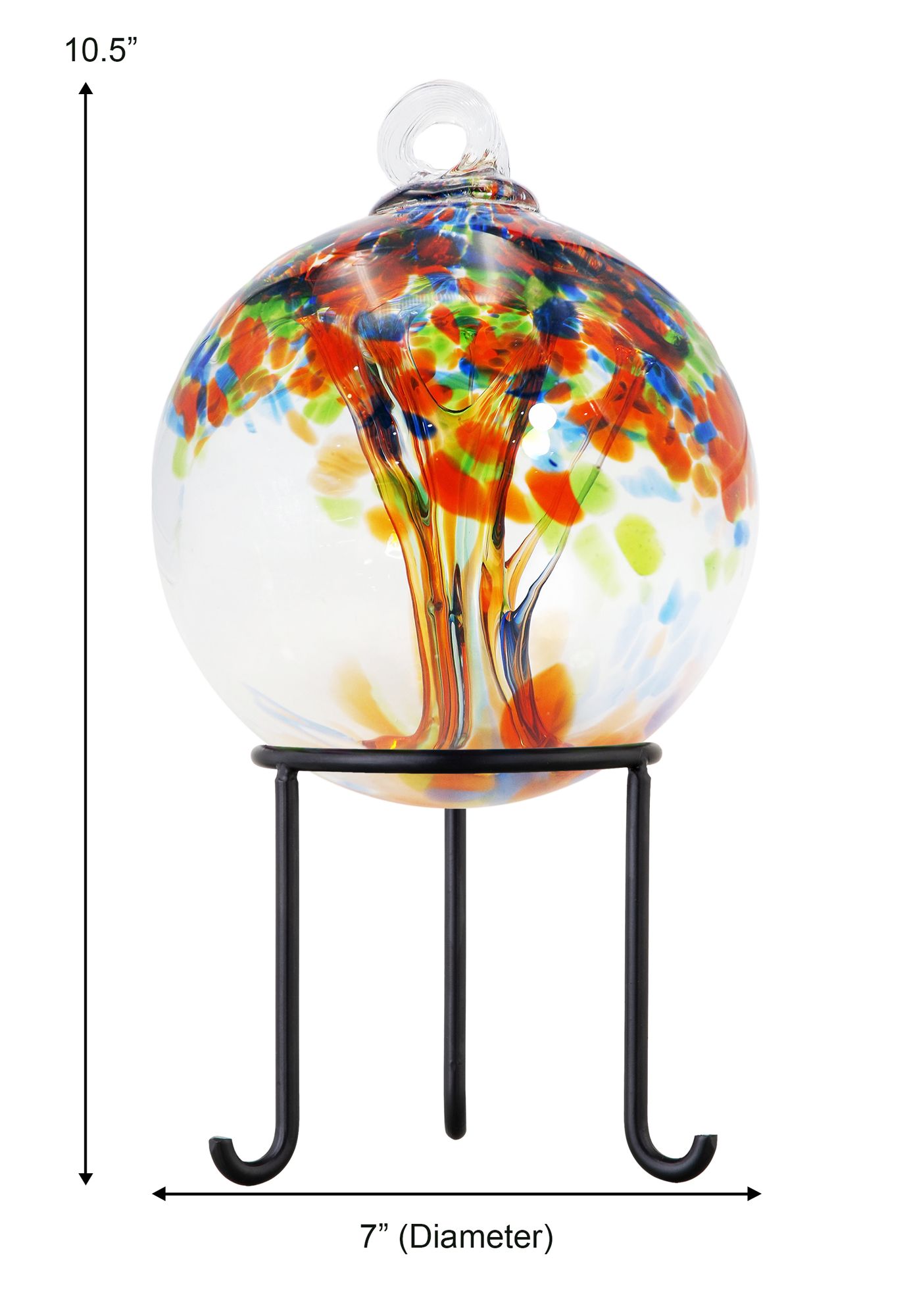 Image 4 Dale Tiffany Rainbow Tree of Life 6 " Royal Hand Blown Glass Ball and Stand more views