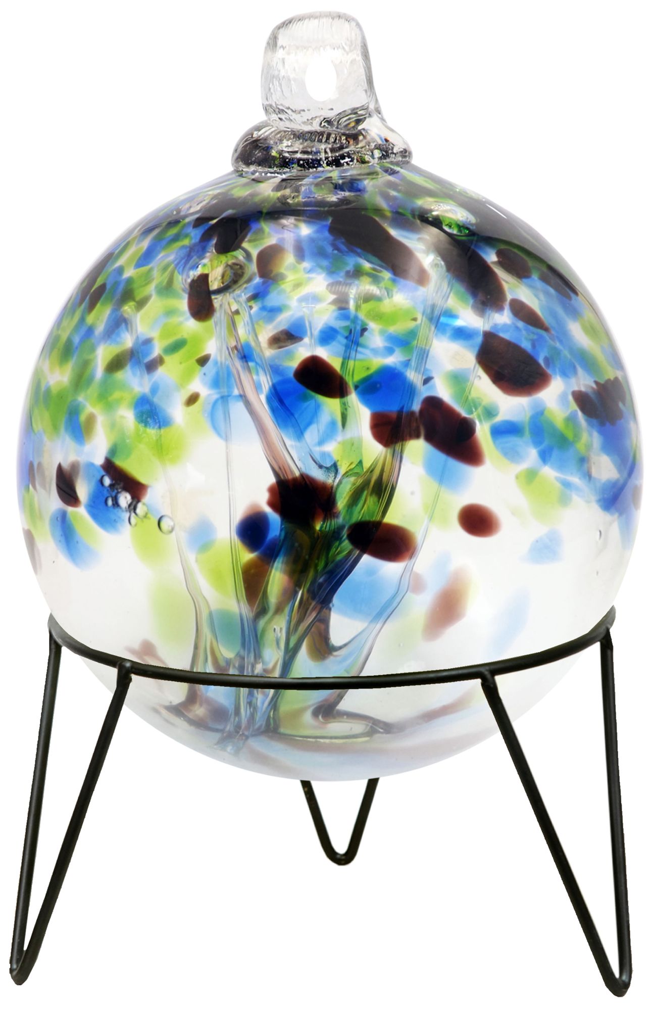 Image 2 Dale Tiffany Rainbow Tree of Life 8" Mystic Hand Blown Glass Ball and Stand