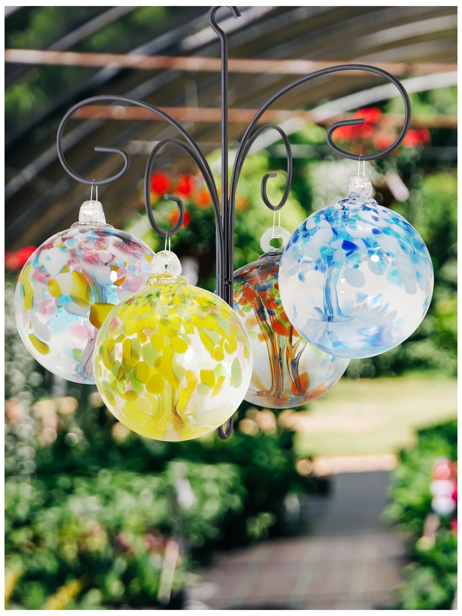 Image 2 Dale Tiffany Rainbow Tree of Life Aqua 6" Hand Blown Glass Ornament more views