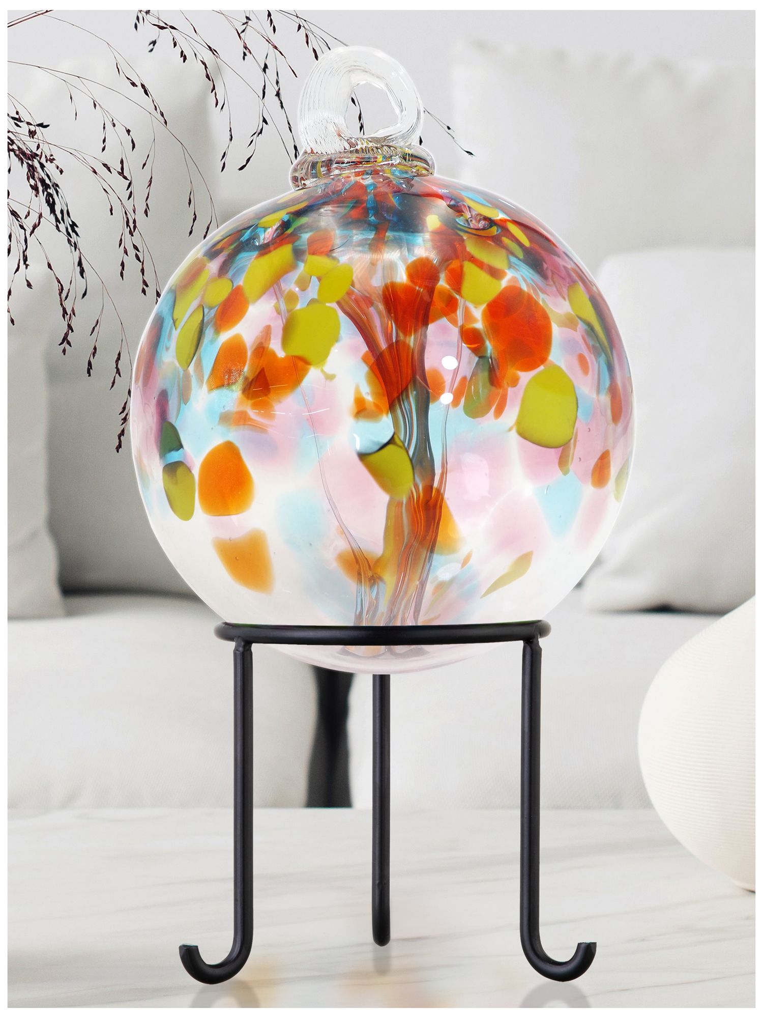 Image 3 Dale Tiffany Rainbow Tree of Life Eden 6" Hand Blown Glass Ornament more views