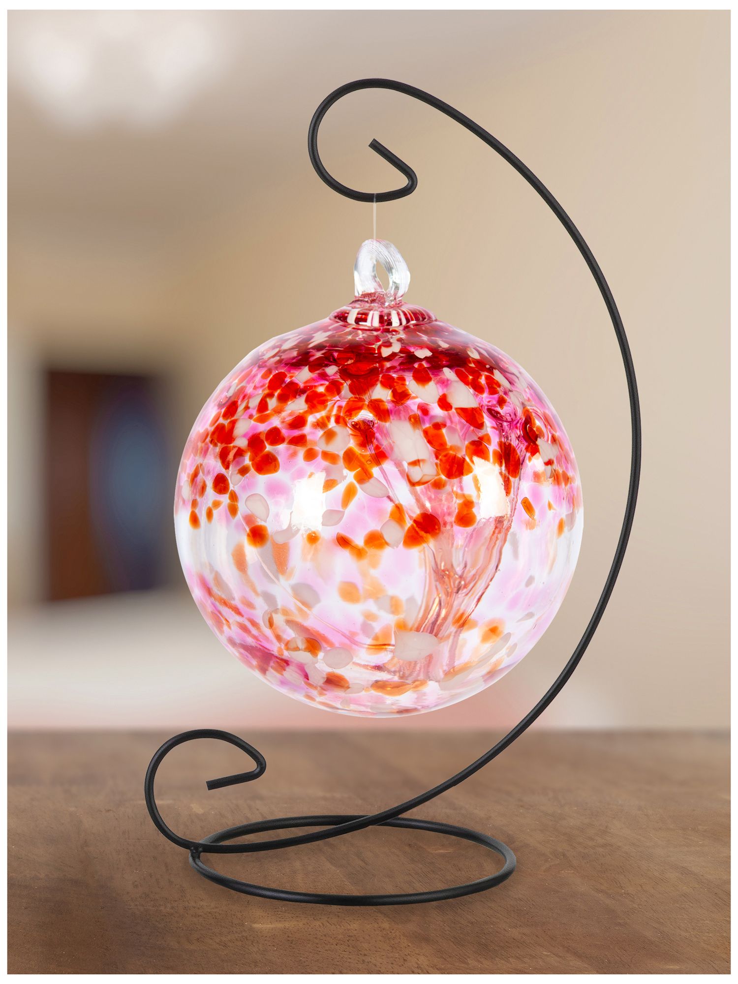 Image 2 Dale Tiffany Rainbow Tree of Life Golden Pink 6" Hand Blown Glass Ornament more views