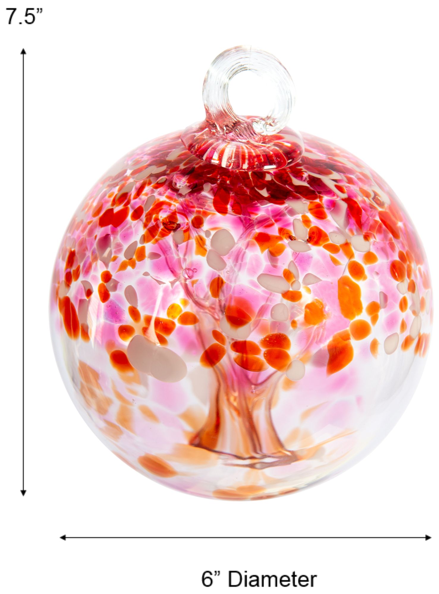 Image 3 Dale Tiffany Rainbow Tree of Life Golden Pink 6" Hand Blown Glass Ornament more views