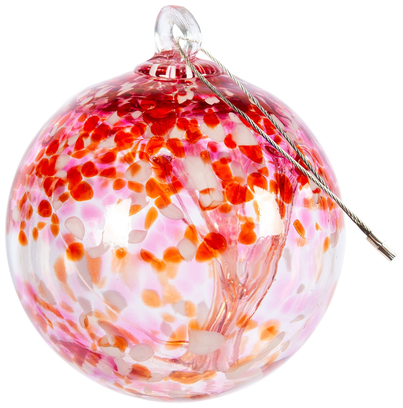 Image 6 Dale Tiffany Rainbow Tree of Life Golden Pink 6" Hand Blown Glass Ornament more views