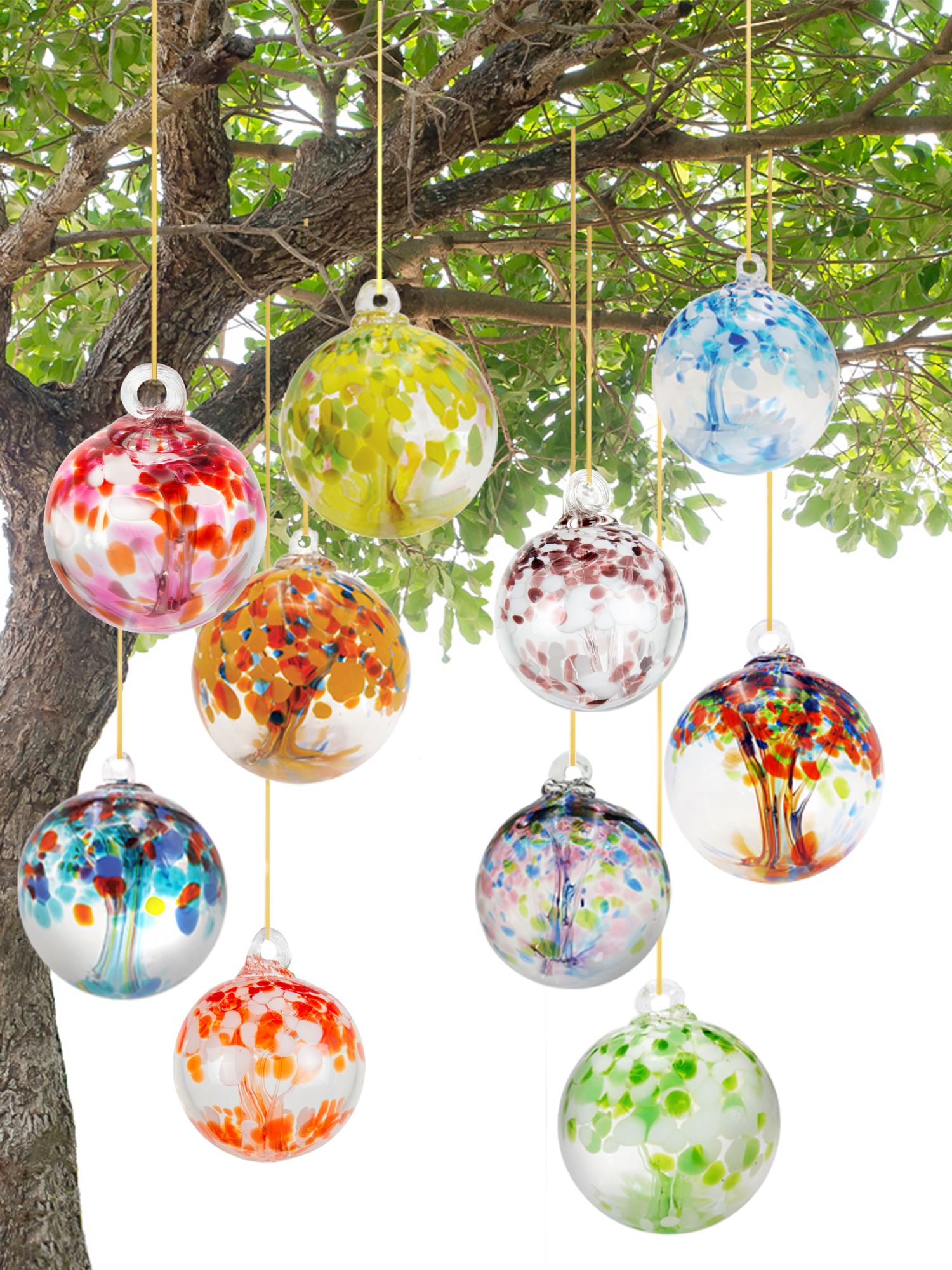 Image 4 Dale Tiffany Rainbow Tree of Life Golden Pink 6" Hand Blown Glass Orna more views