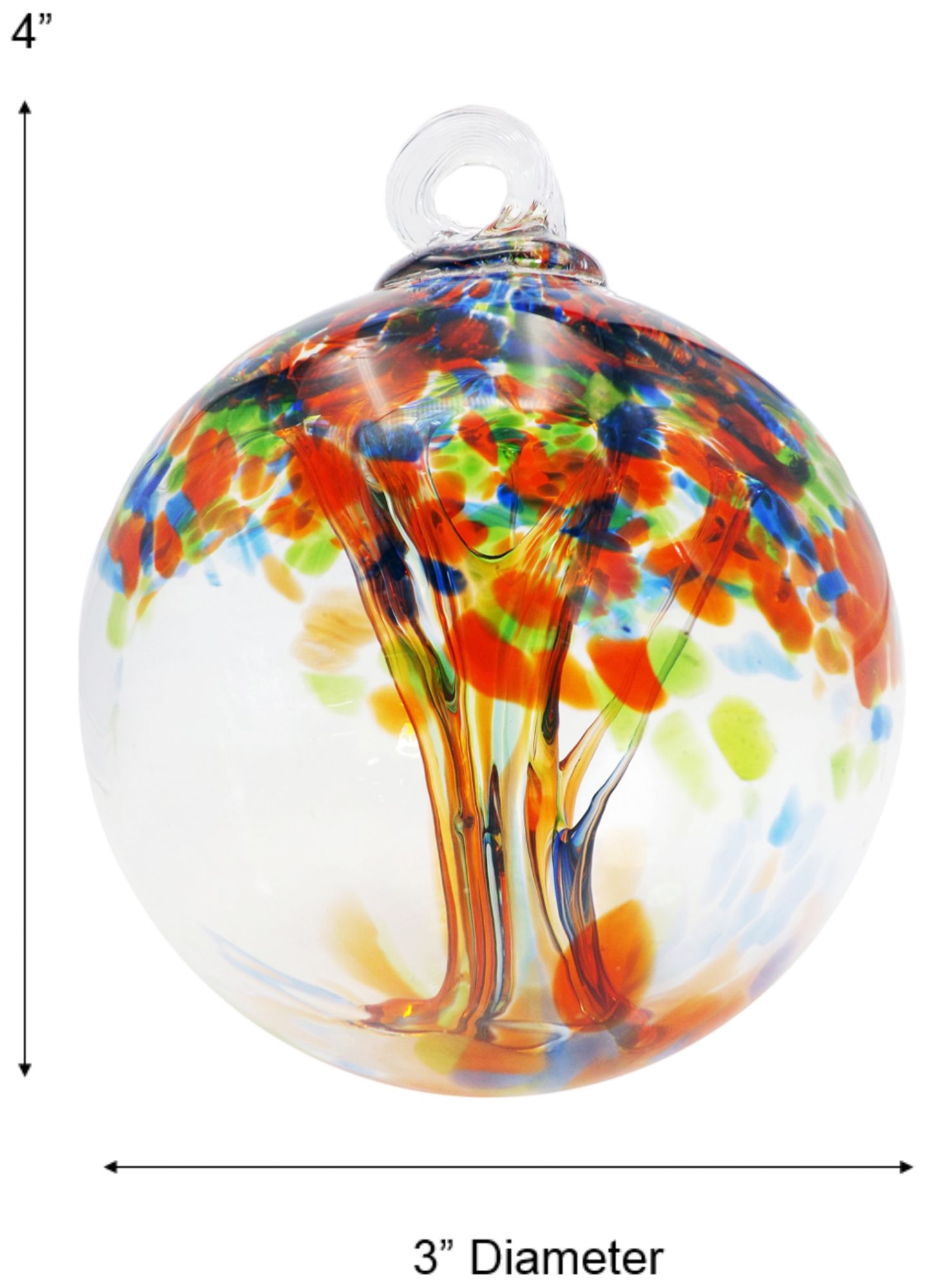 Image 3 Dale Tiffany Rainbow Tree of Life Royal 3" Hand Blown Glass Ornament more views