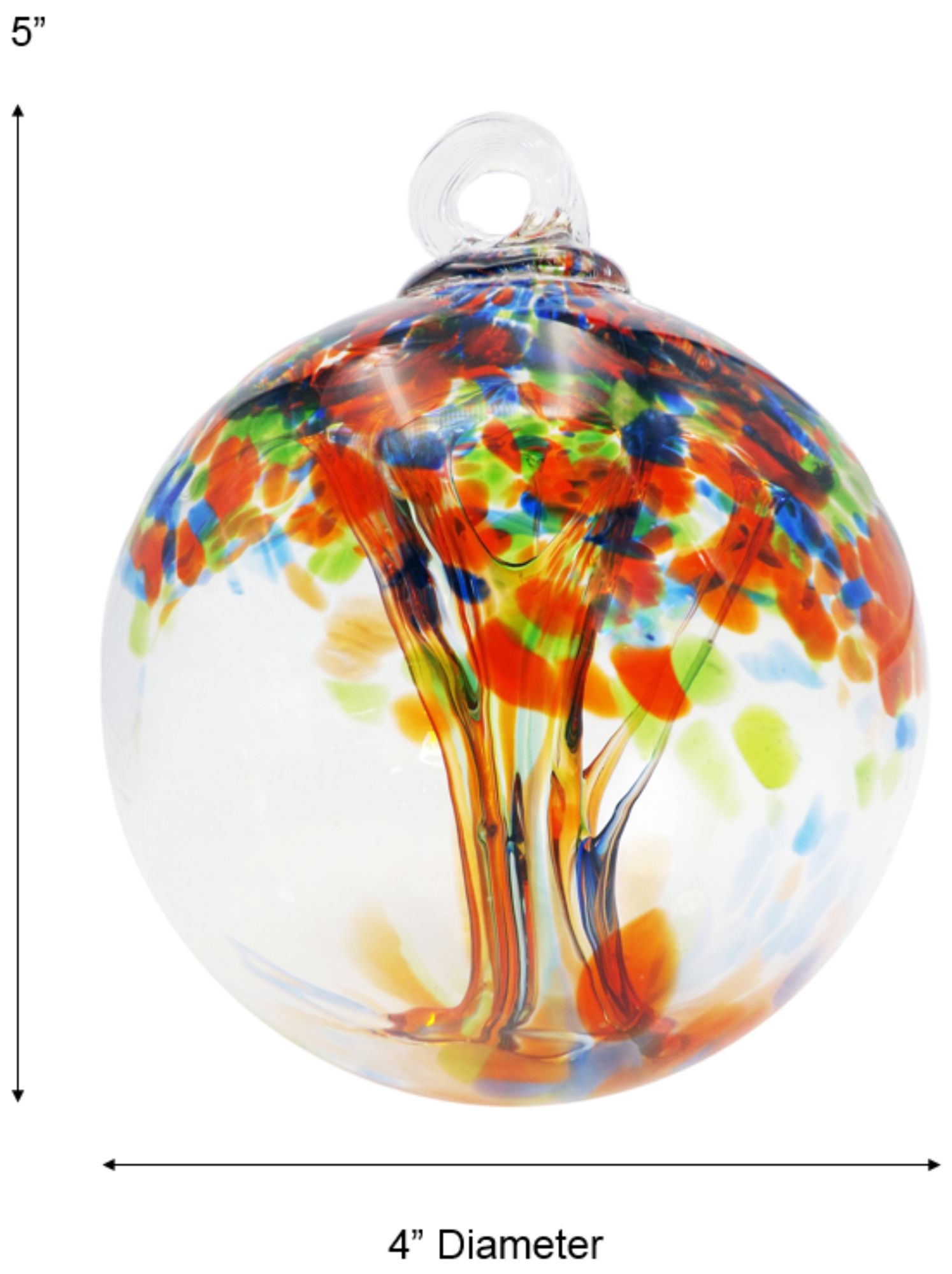 Image 4 Dale Tiffany Rainbow Tree of Life Royal 4" Hand Blown Glass Ornament more views