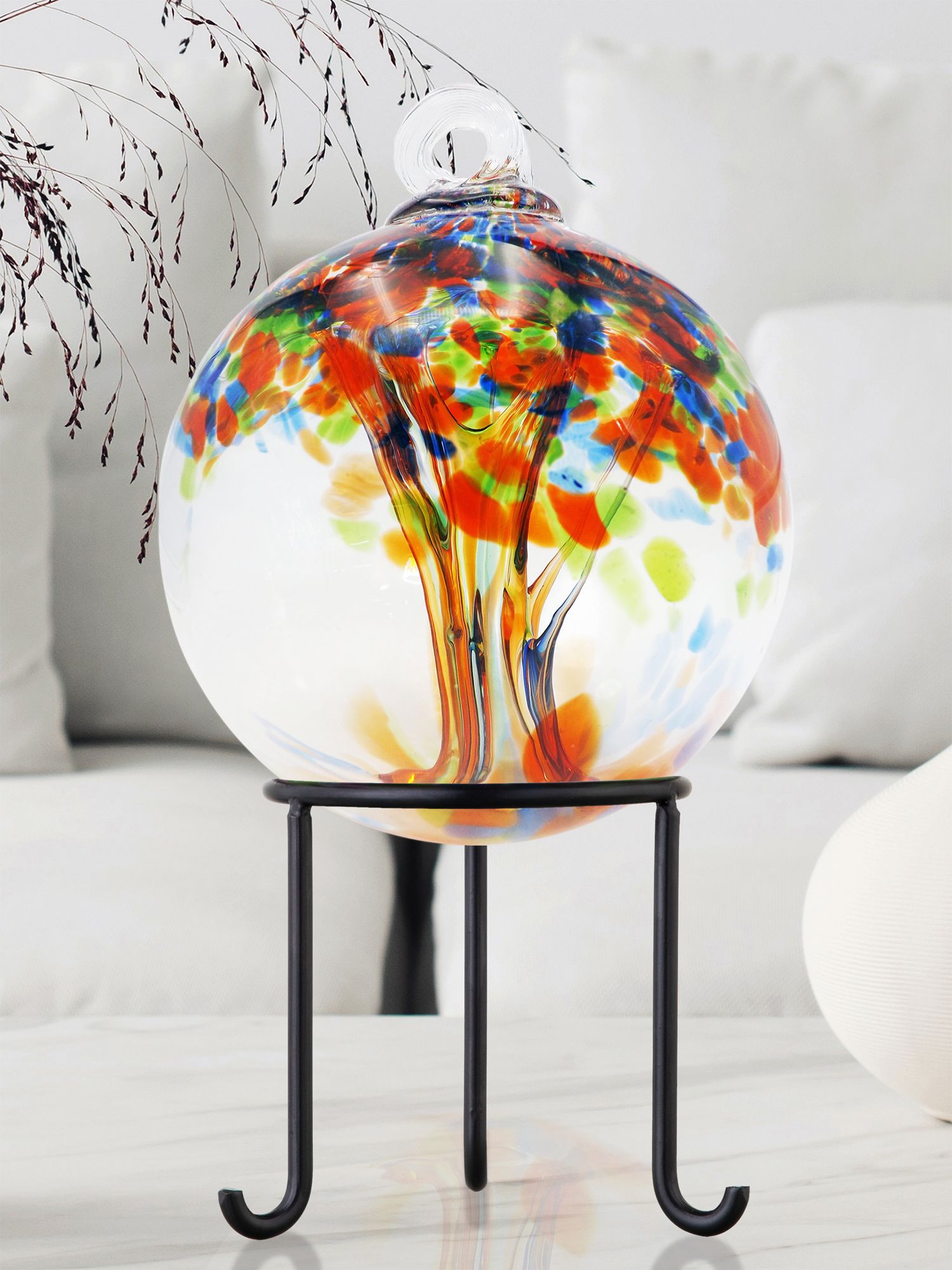Image 3 Dale Tiffany Rainbow Tree of Life Royal 6" Hand Blown Glass Ornament more views