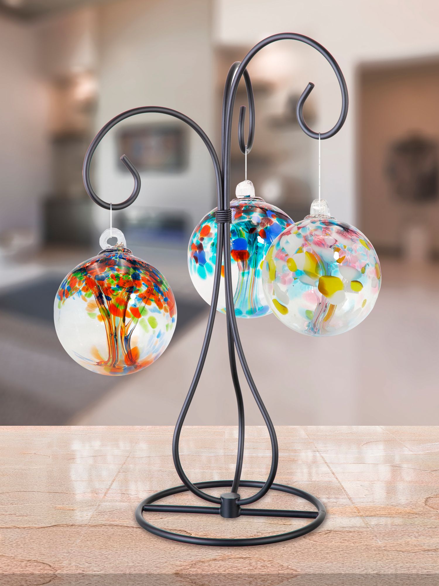Image 2 Dale Tiffany Rainbow Tree of Life Spring 4" Hand Blown Glass Ornament more views