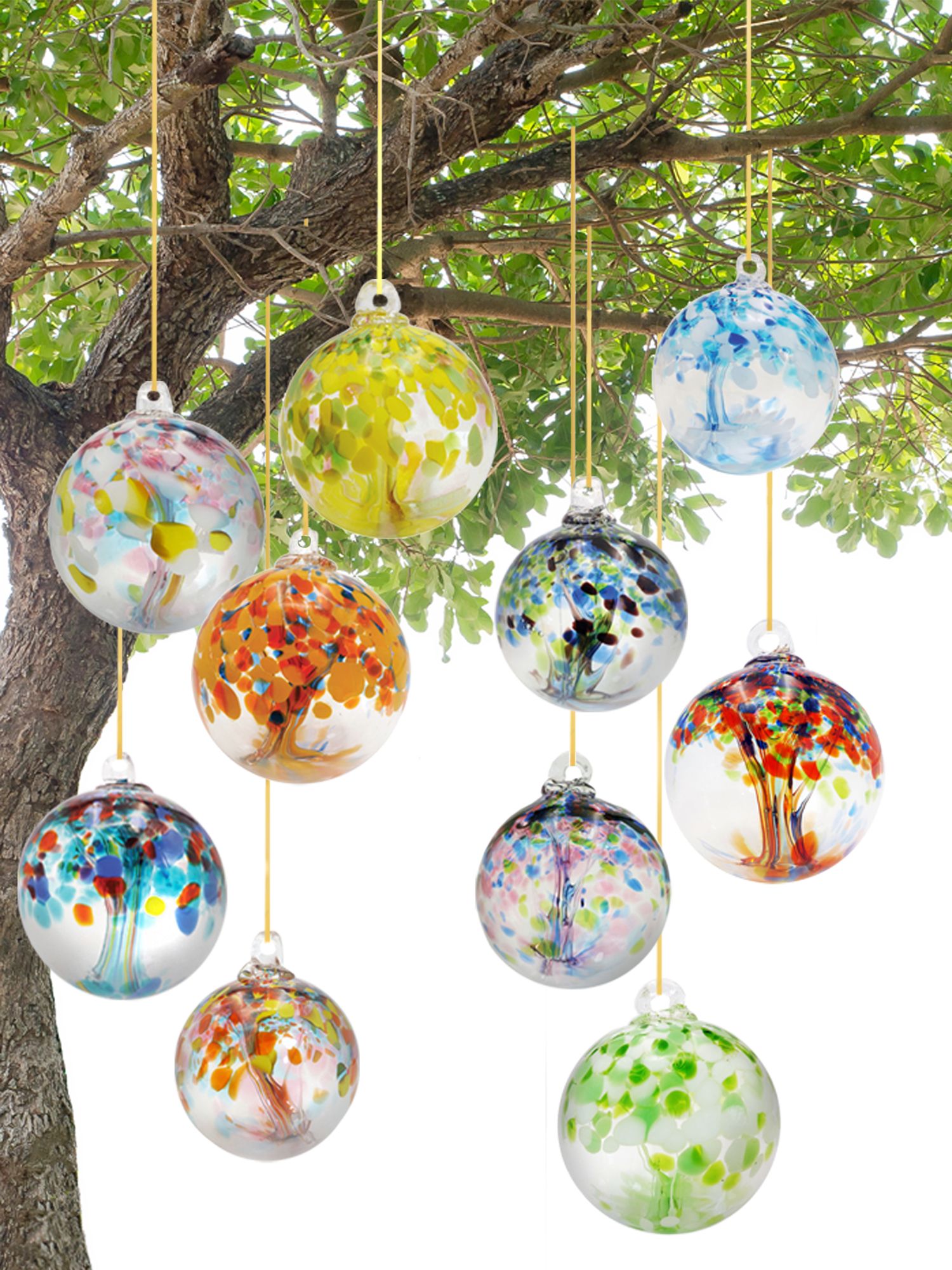 Image 3 Dale Tiffany Rainbow Tree of Life Spring 4" Hand Blown Glass Ornament more views