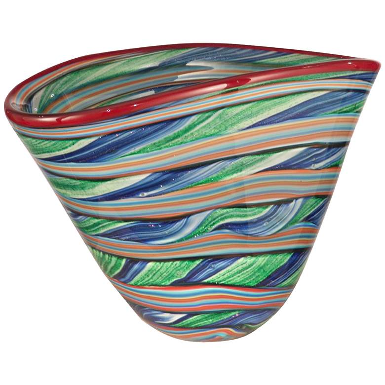 Image 1 Dale Tiffany Ribbons Striped Multi-Color Art Glass Bowl