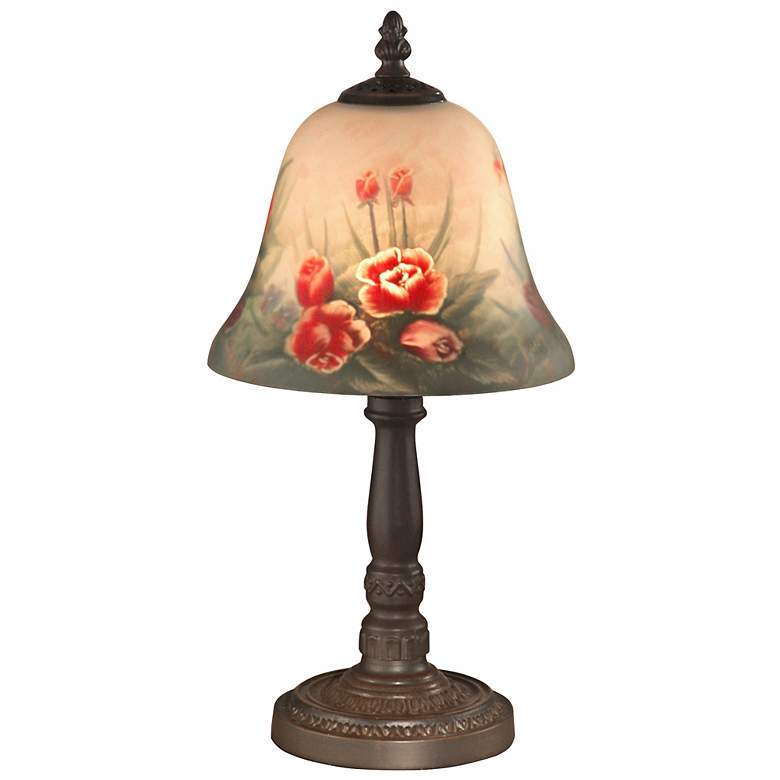 Image 2 Dale Tiffany Rose Bell 15 inch High Hand-Painted Art Glass Accent Lamp
