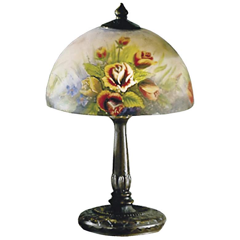Image 1 Dale Tiffany Rose Dome Hand-Painted Art Glass Table Lamp