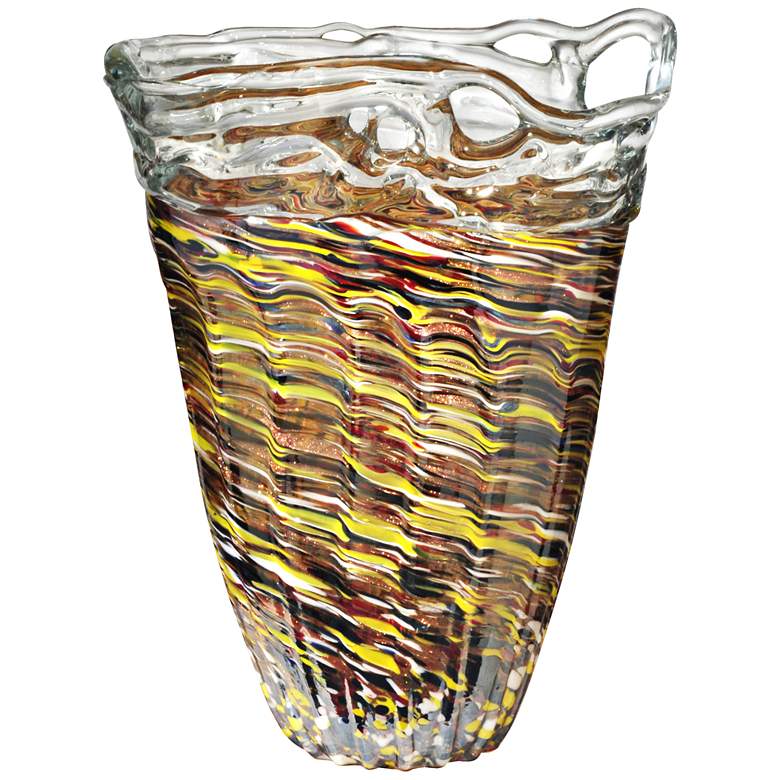 Image 1 Dale Tiffany Saffron Multi-Color 14" High Art Glass Vase
