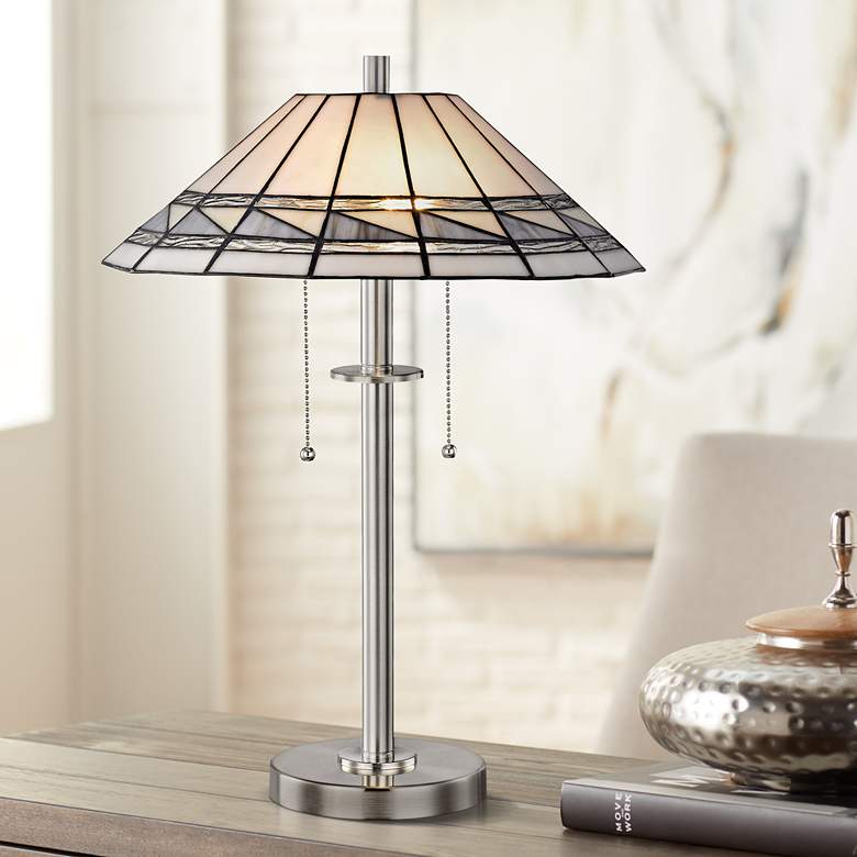 Image 1 Dale Tiffany Sasha Brushed Nickel Tiffany-Style Accent Table Lamp