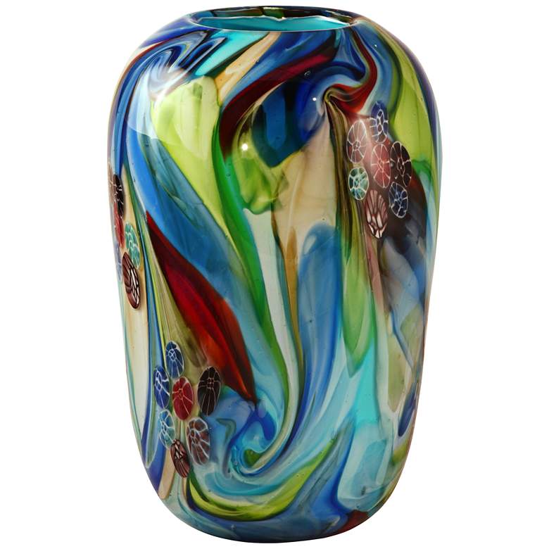 Image 1 Dale Tiffany Stratford Multi-Color Blue 11 inchH Art Glass Vase