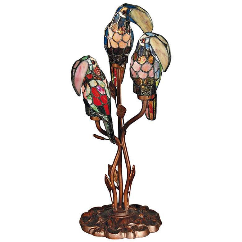 Image 1 Dale Tiffany Three Parrots 23 1/2" High Art Glass Table Lamp