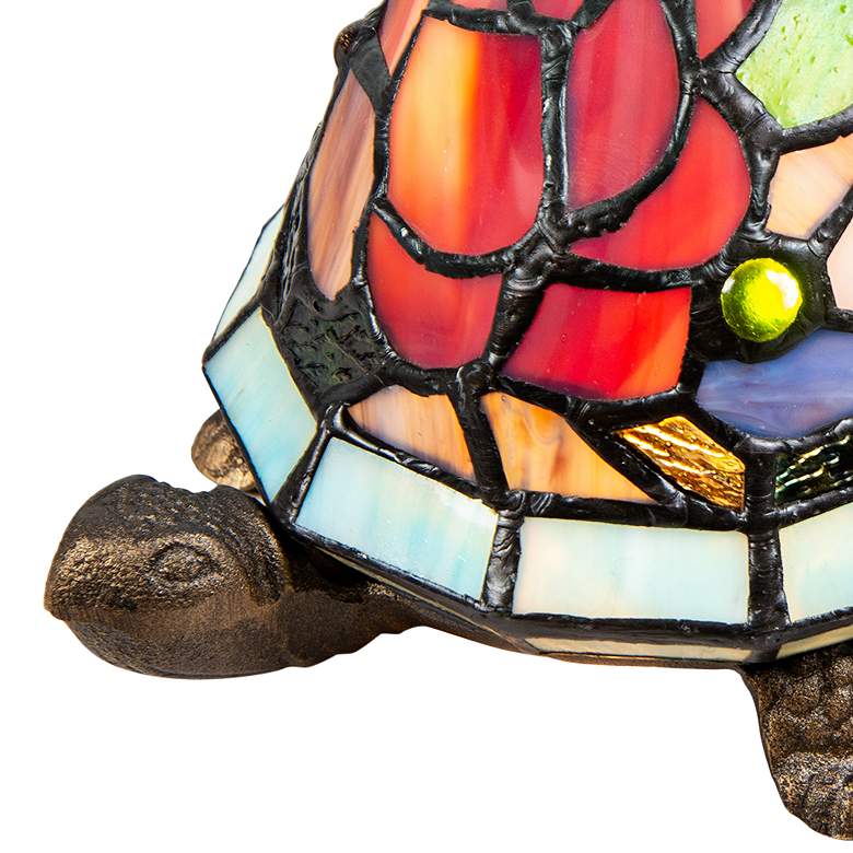 Image 3 Dale Tiffany Toto Turtle Floral Art Glass Accent Table Lamp more views