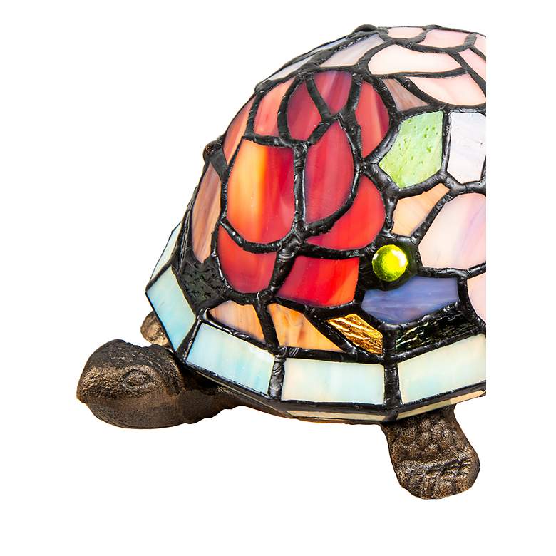 Image 4 Dale Tiffany Toto Turtle Floral Art Glass Accent Table Lamp more views