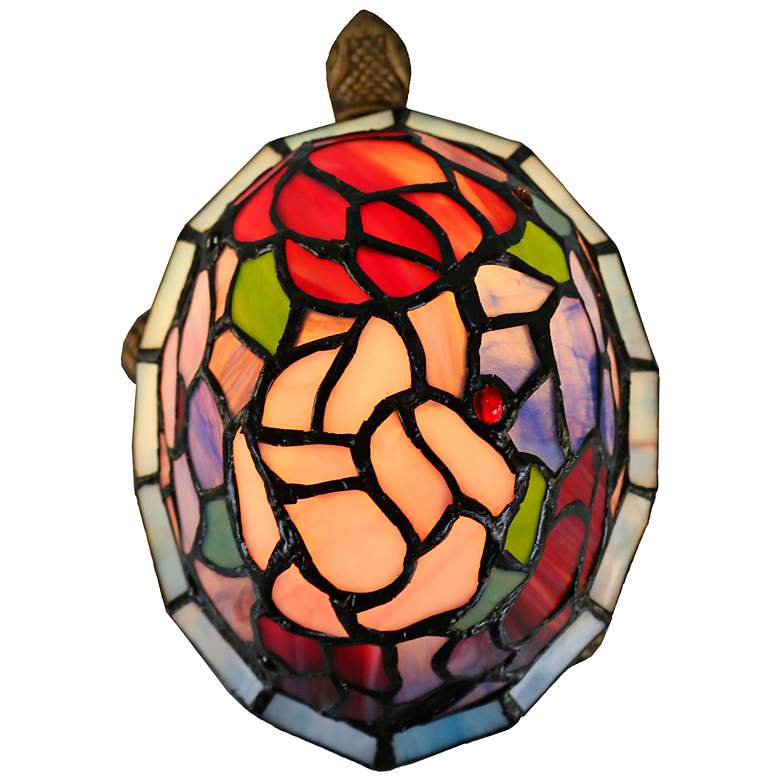 Image 5 Dale Tiffany Toto Turtle Floral Art Glass Accent Table Lamp more views