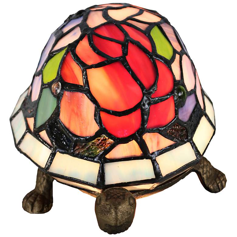 Image 7 Dale Tiffany Toto Turtle Floral Art Glass Accent Table Lamp more views