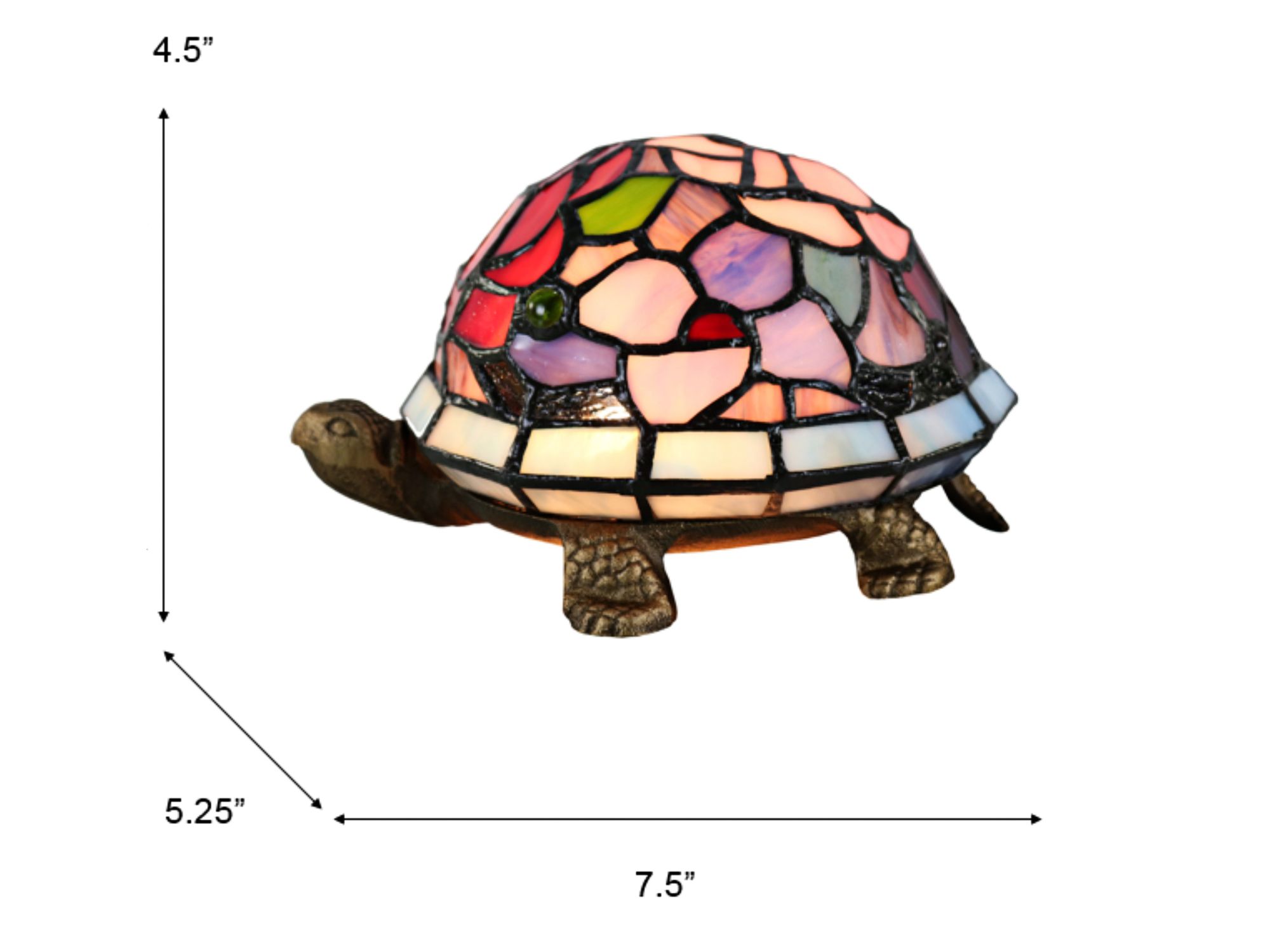 Dale Tiffany Toto Turtle Floral Art Glass Accent Table Lamp