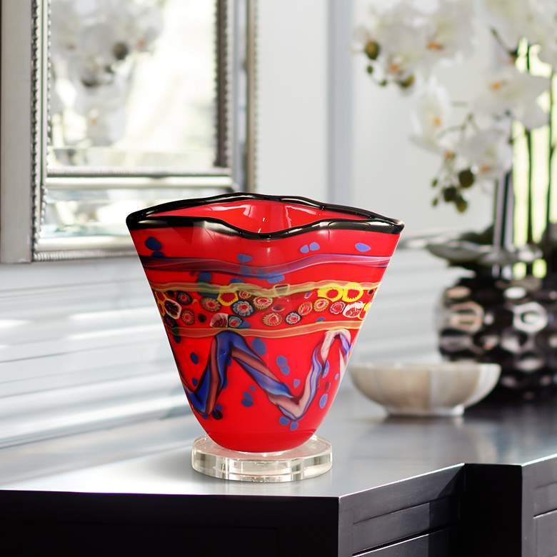 Image 1 Dale Tiffany Vase 8 1/2" Rivera Red Art Glass Accent Lamp