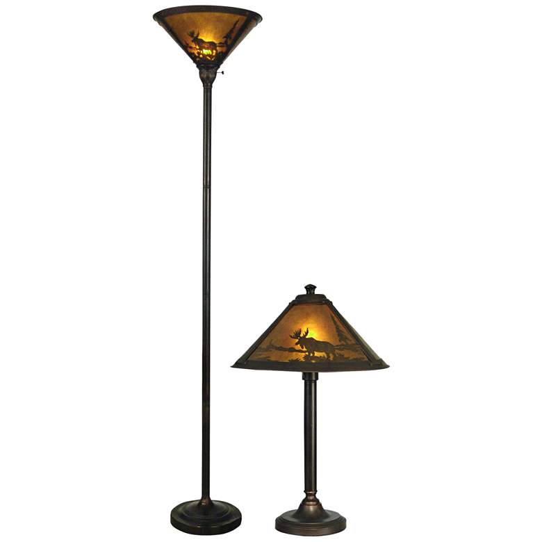 Image 1 Dale Tiffany Wilderness Mica Table and Floor Lamp Set