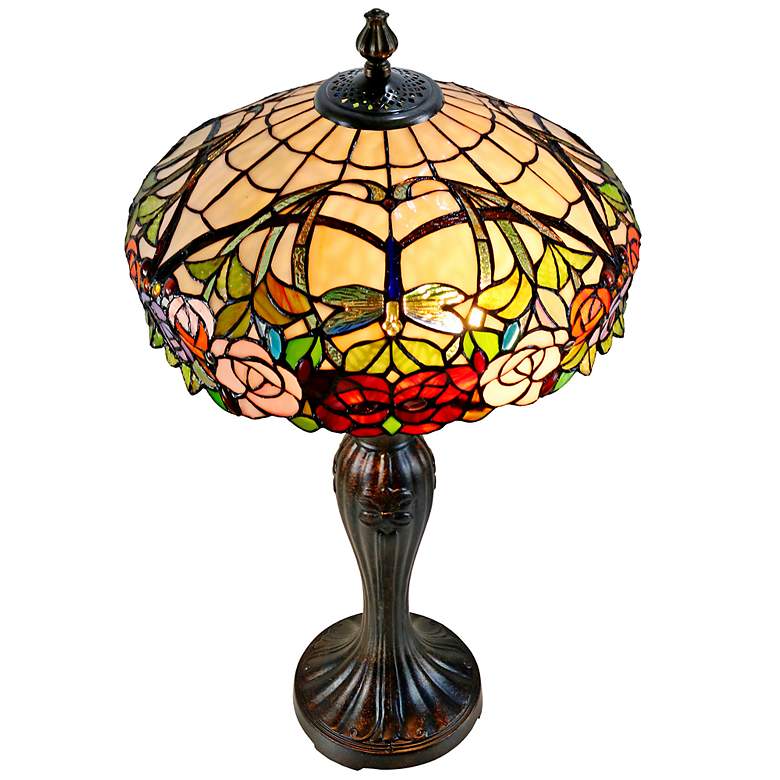 Image 6 Dale Tiffany Zenia Rose Art Glass Table Lamp more views