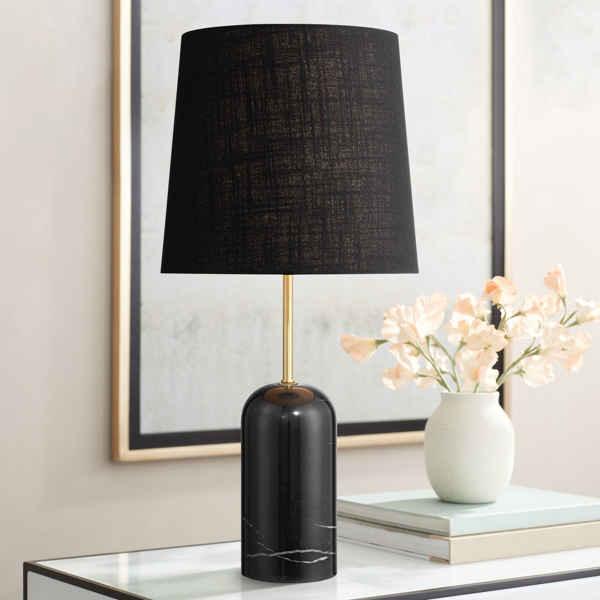 Watch A Video About the Daleti Black Marble Table Lamp