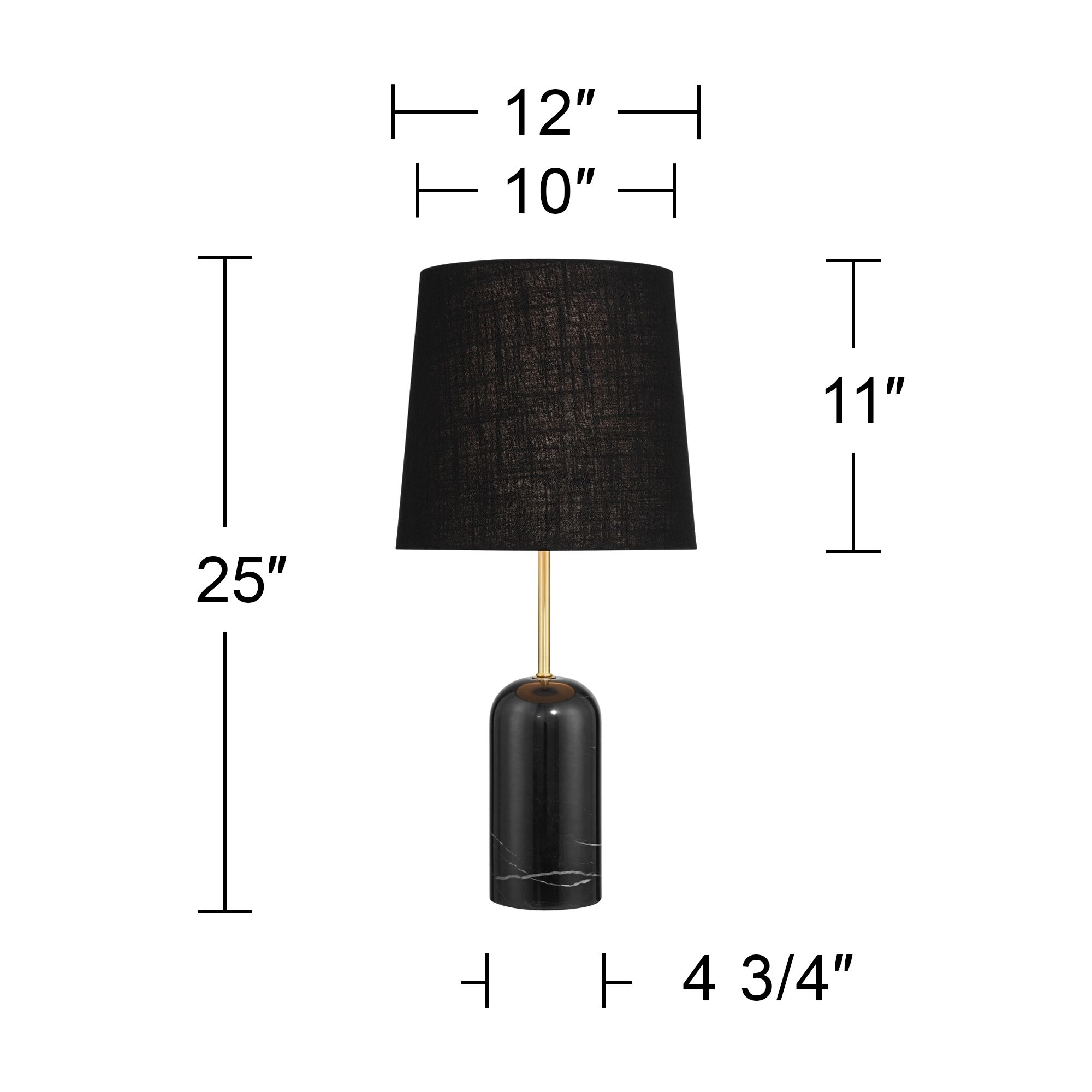 Daleti 25" High Black Marble Table Lamp Set of 2