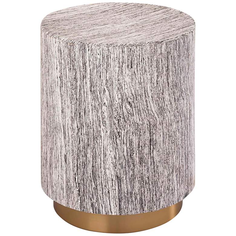 Image 3 Dalhia 15" Wide Distressed White and Gold Side Table