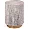Dalhia 15" Wide Distressed White and Gold Side Table