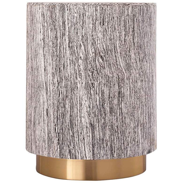 Image 5 Dalhia 15" Wide Distressed White and Gold Side Table more views