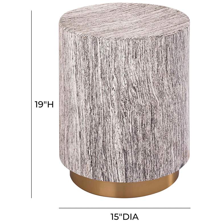 Image 7 Dalhia 15" Wide Distressed White and Gold Side Table more views