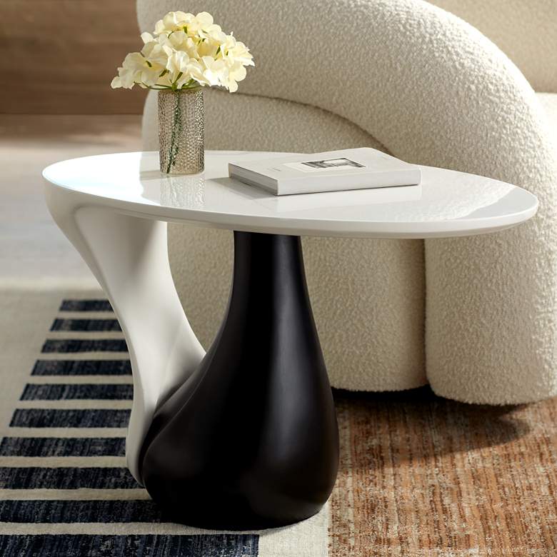 Image 1 Dali Melt 27 1/2" Wide Black and White Marble Coffee Table