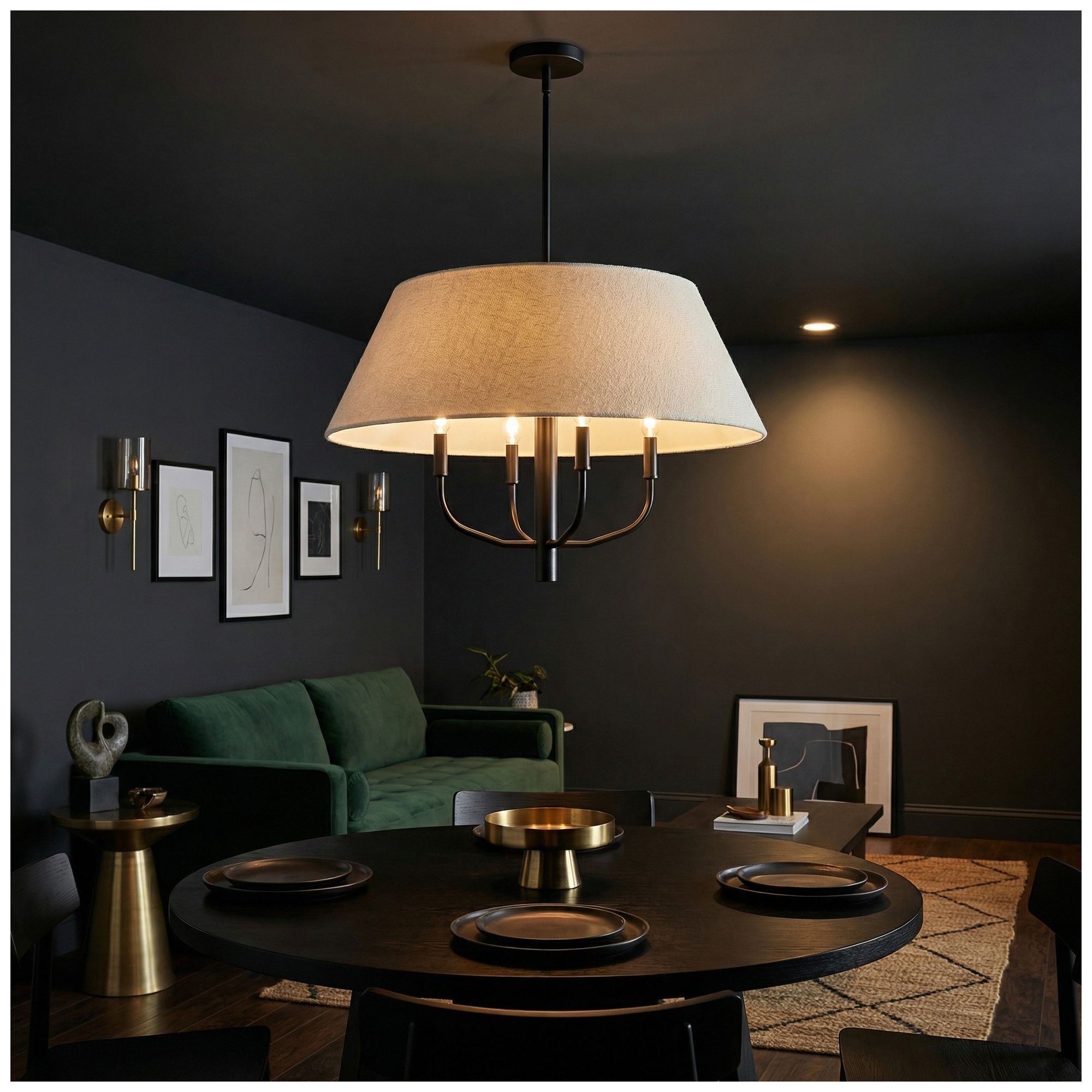 Image 7 Dalia 24" Wide 4-Light Matte Black, White Chandelier more views