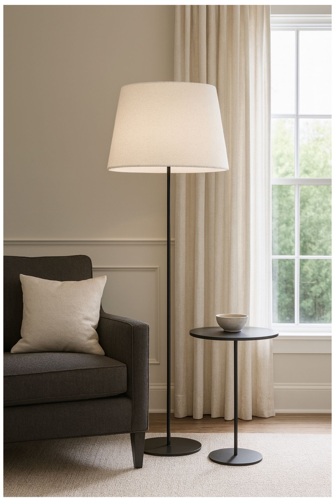 Image 5 Dalia 62" High Matte Black, White Floor Lamp more views