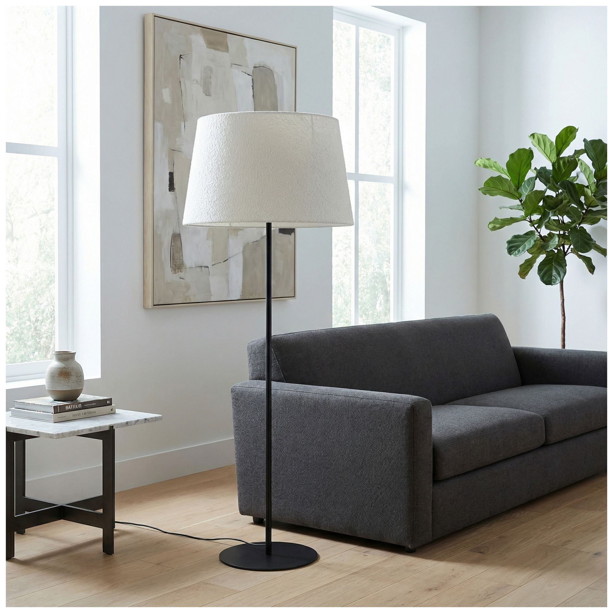 Image 6 Dalia 62" High Matte Black, White Floor Lamp more views