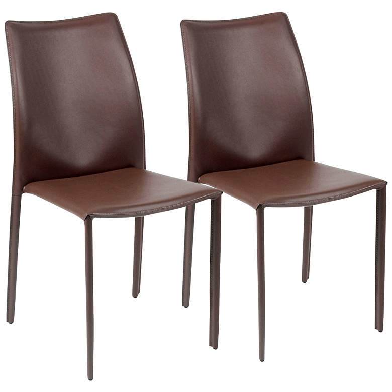 Image 1 Dalia Brown Stacking Side Chairs Set of 2