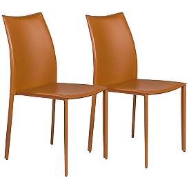 Image2 of Dalia Cognac Stacking Side Chairs Set of 2