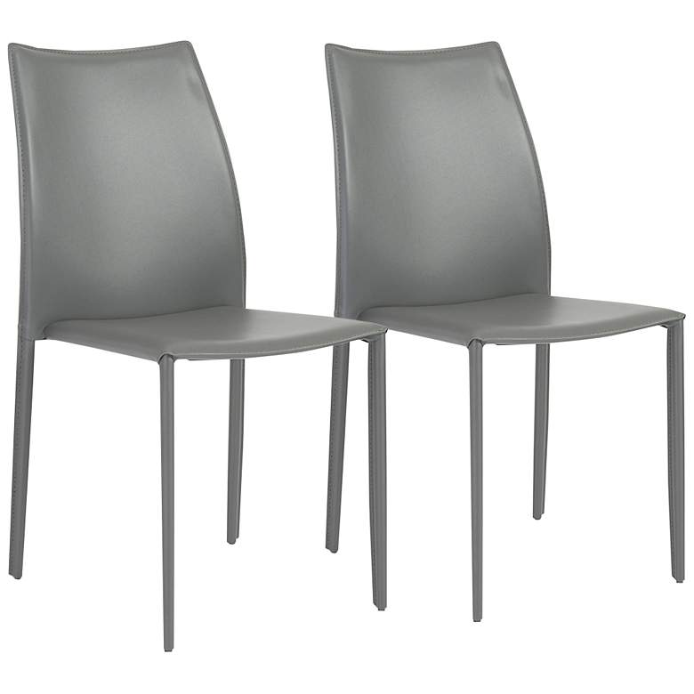 Image 2 Dalia Gray Stacking Side Chairs Set of 2