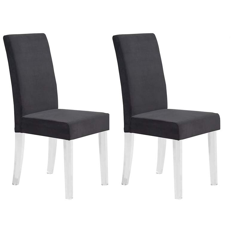 Image 1 Dalia Set of 2 Dining Chairs in Black Velvet and Acrylic Finish