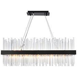Dallas 36" Wide Black Crystal 20-Light Linear Chandelier
