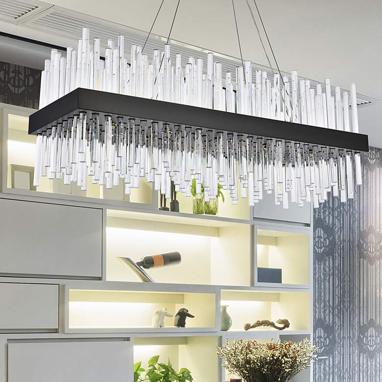 Image 2 Dallas 36" Wide Black Crystal 20-Light Linear Chandelier